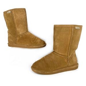 Bearpaw Eva Short Shearling Boots Hickory Brown Suede Winter Flat Snow S410W 11